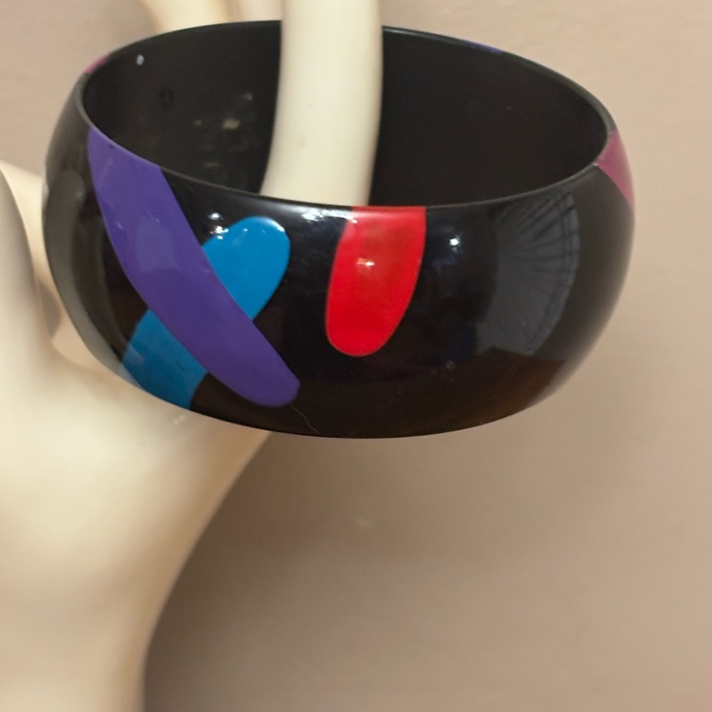 2 Colorful Black Bangle Bracelets